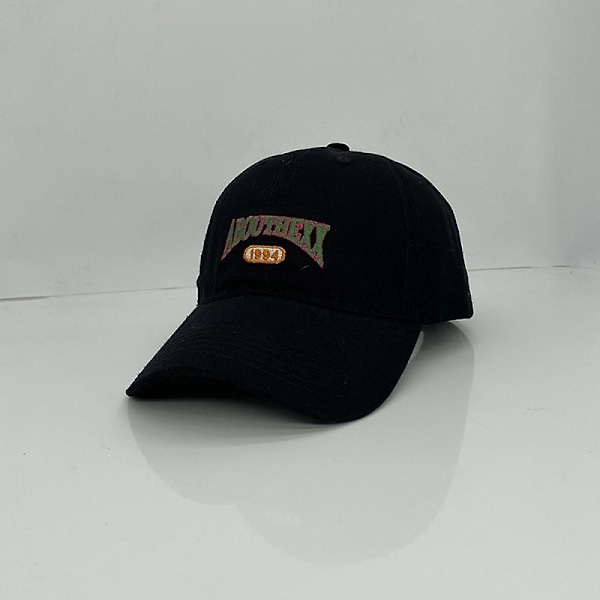 Kasket Kvinder Tredimensionel Bogstav Broderi Blød Top Retro Casual Vild Baseball Cap Mænd (Sort)