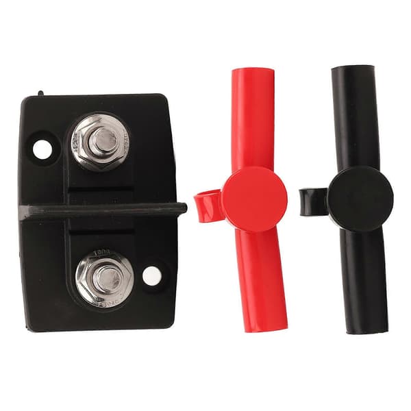 Dobbelt Powerpost Kabelforbindelser 2 X M8 Stud Strømfordelingsblok med 2 stk. Sort Rød Isolator til Biler Skibe