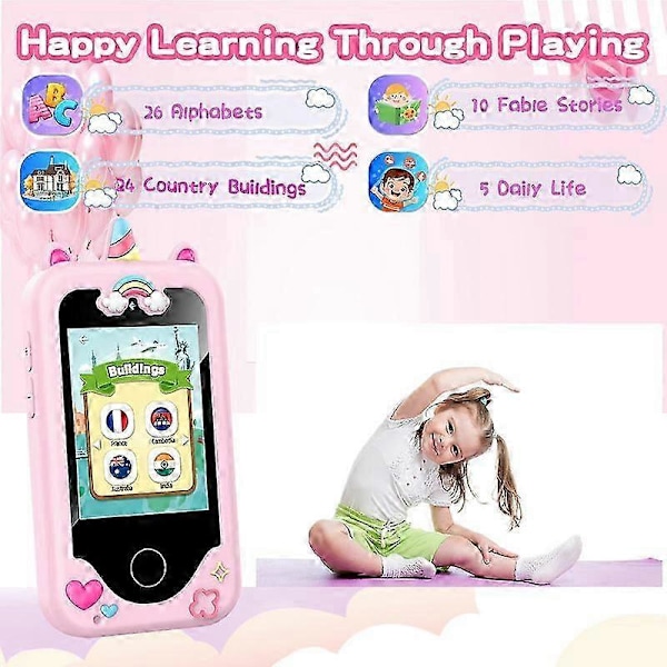 Barnens Smarttelefon Leksaker för Flickor och Pojkar 3-8 År, Småbarns Lärleksak Soft Pink