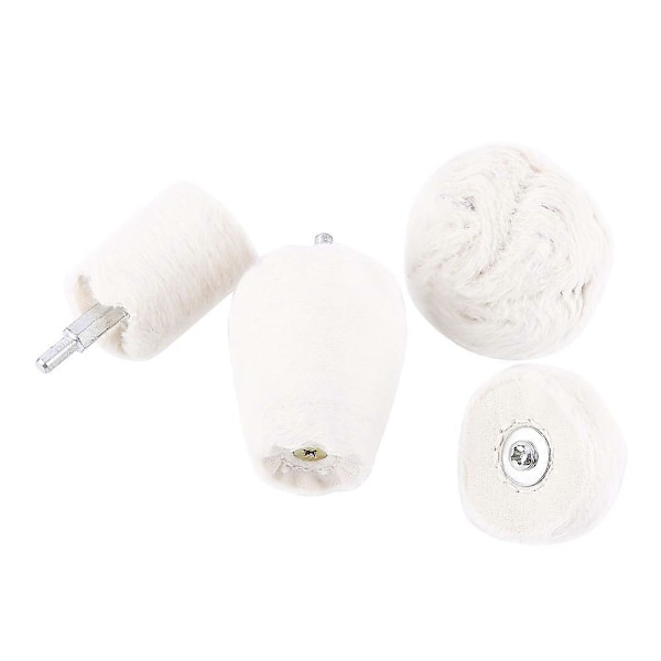 4 st Bomulls Poleringsdynor Buffing Pad Mop Hjul Olika Form för Bil Motorcykel