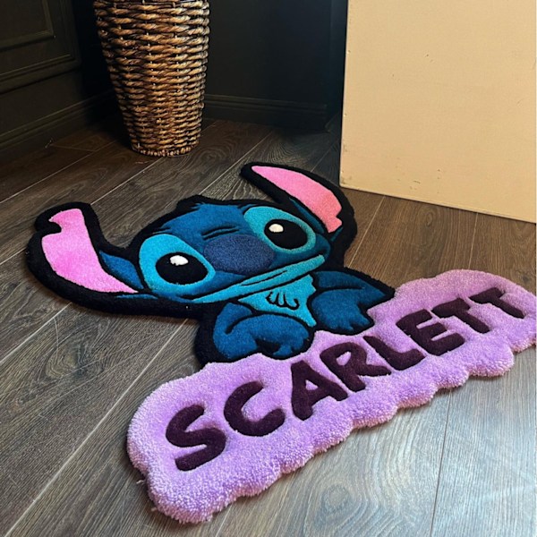 Sød Stitch imiteret kashmir gulv måtte hjem soveværelse stue veranda kreativ tegneserie tæppe dekoration