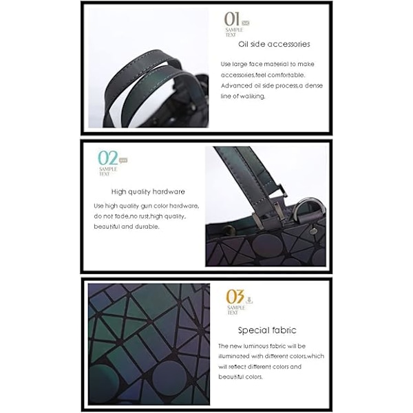 Fashionabel Geometrisk Dame Håndtaske Skuldertaske Selvlysende Taske Holografisk Reflekterende Taske