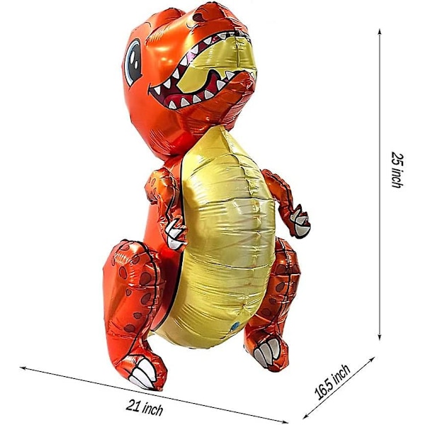 4-pak Gigantiske Dinosaur-Balloner til Fødselsdagsfest Dekorationer, Søde Selvstående Dino Aluminium Folieballoner, Oppustelige Dyreballoner til Børn Og