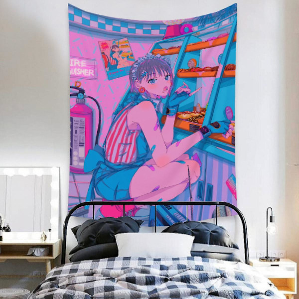 Wekity Anime Tapestry Æstetisk Kunst Hjem Baggrundstof Dekoration Gave Boho Tapestry til Stue Soveværelse Dekoration (614-14, 71 X 91 tommer)
