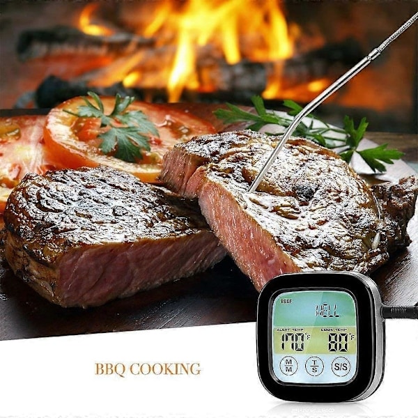 Trådlös grilltermometer för grillning, digital kötttermometer med dubbla prober, timer, alarm, röktermometer för matlagning i kök, ugn, mat