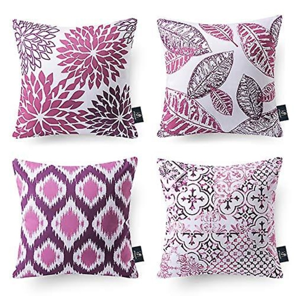 4 kpl Koristetyynyt, New Living -sarja, Violetti ja Harmaa, Tyynynpäällinen, 18 x 18 tuumaa, 45 x 45 cm