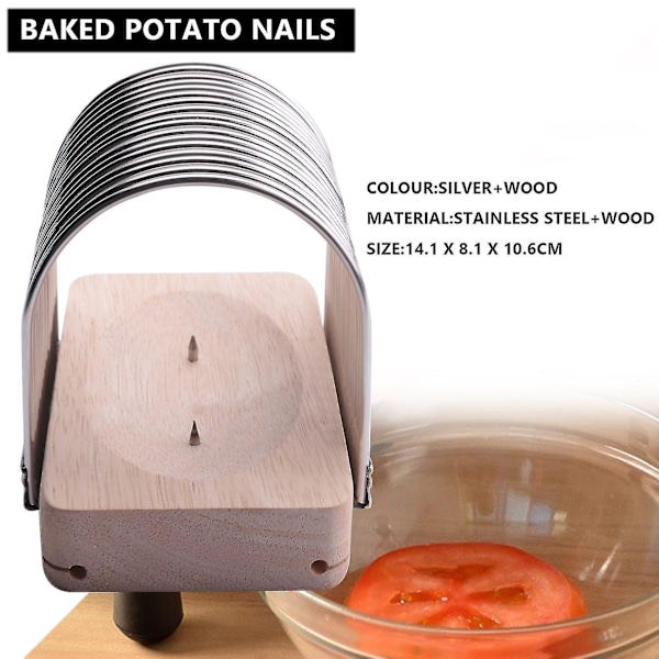 Hasselback Potatis Skärare Potatis Skärverktyg Fast Tomat Lök Skärare Anti-skärning Hand Rostfritt
