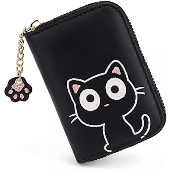 AVEKI Kawaii Tegnebog til Piger Sød Katteklo Zipper Kort Pengelomme Organizer Kvinder Pung, Klo Sort