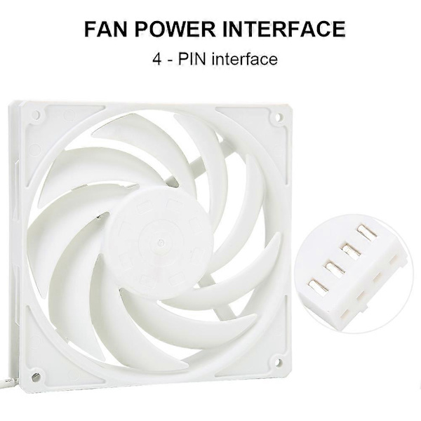 F140 Computer CPU Køleventilator 14cm Lav Støj Desktop Computer Køleventilator Hvid