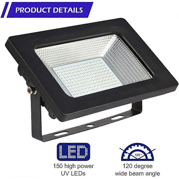 [2 stk] LED sort lys spotlight, LUNSY UV spotlight 30 W sort lys lampe, IP66 vandtæt fluorescerende sort lys med 150 LED UV lys til bar,