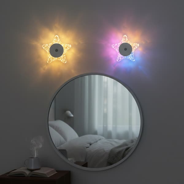 Ny sjøstjerne vegglampe/nattlys med bevegelsessensor, ingen ledninger nødvendig, magnetisk base og justerbart lys.