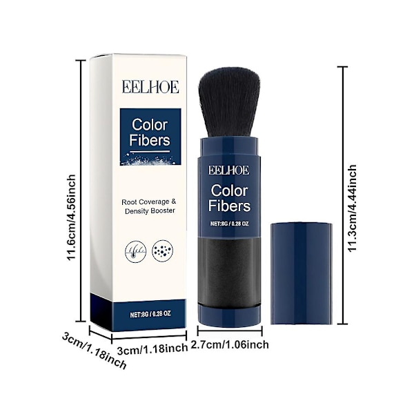 Hårfibrepulver med flere farver - Langvarig hårrødder concealer til mørkt hår