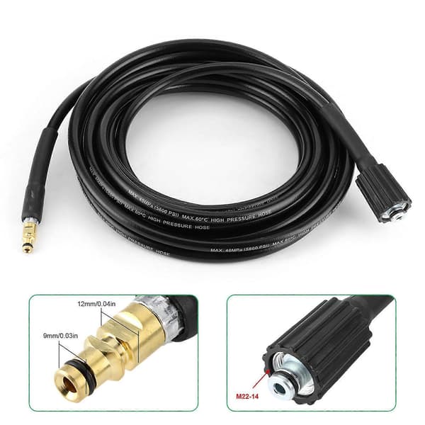 40MPa/5800PSI Högtryckstvättsslang i Gummi Passar Karcher K2 K3 K4 K5 8 Meter/26.2ft