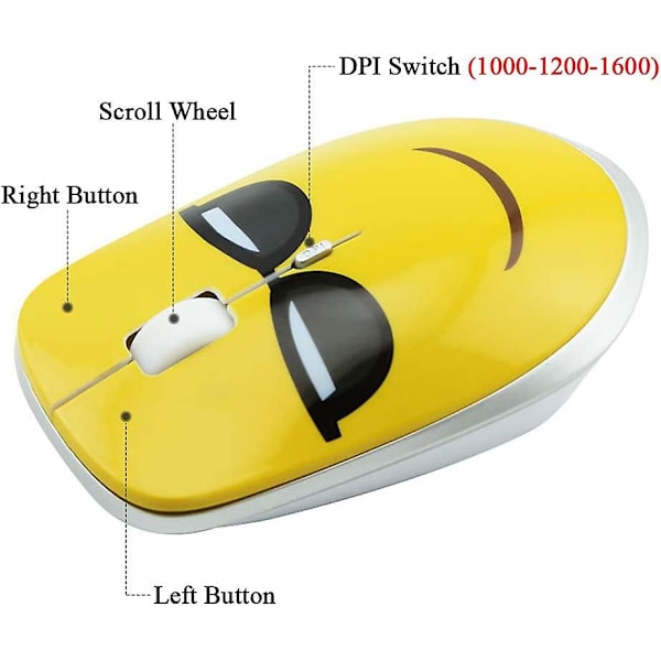 2,4 GHz Trådløs Mus Cool Silent Trådløs Mus Bærbar Optisk Mus Sød Tegneserie Computermus 3 Justerbar DPI Til Bærbar Computer Desktop PC