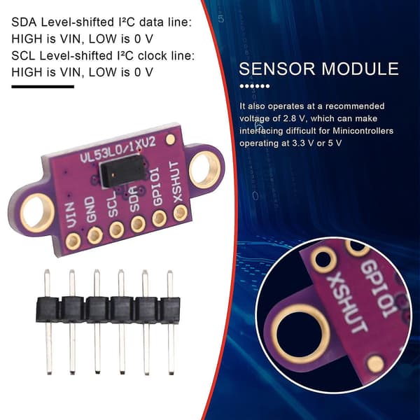 VL53L0X Avstandssensor med flytid - VL53L0XV2-modul for
