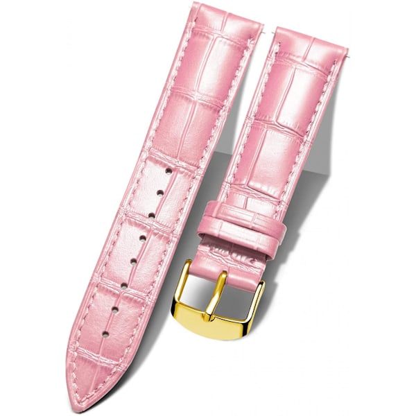 AVEKI Äkta Läder Armbandsur Rem Bytbar Flerfärgad Vattentät för Män Kvinnor, G-Rosa (18mm)