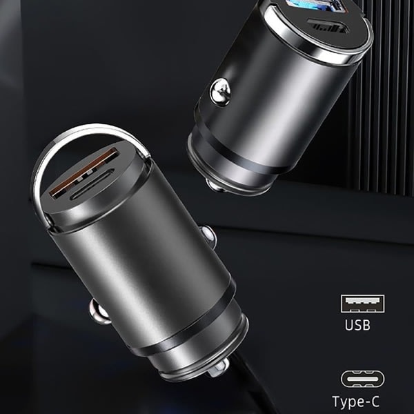 100W USB-billaddare Supersnabb Laddning USB-A USB-C Svart