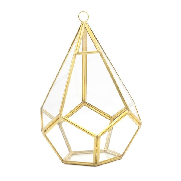 Hængende Glas Terrarium Moderne Kunstnerisk Vægskulptur Tåreformet Diamant Geometrisk Polyh