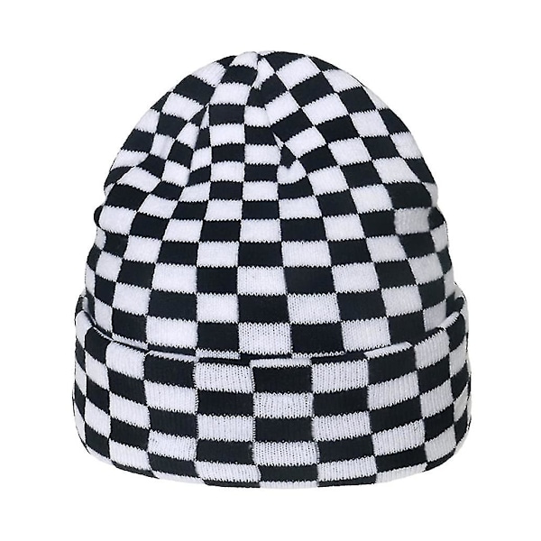 Vinterhatte til Kvinder og Mænd - Koeprint, Ternet Mønster, Beanie, Strikket, Blød, Varmt, Slouchy, Skiløberhat