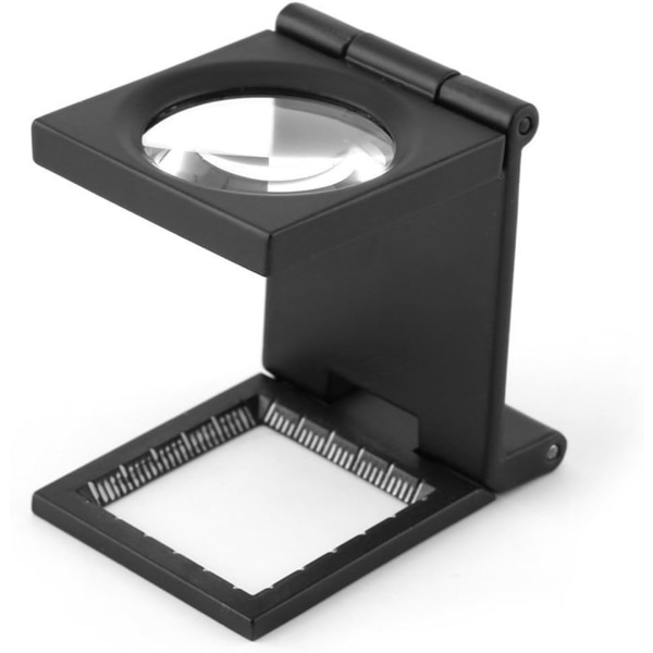 10X 28mm Mini Trefaldig Skärmförstorare 10X Zink Alloy Förstoringsglas med Skala för Optisk Textil Smyckesverktyg
