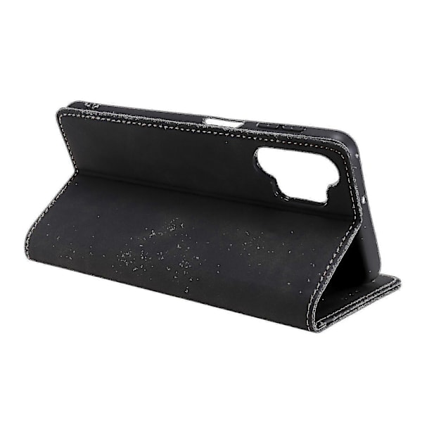 Etui til Samsung Galaxy A32 5g Cover Magnetisk Lukning Tegnebogs Flip Folio Stativ Vis Læder Cover Stødsikkert - Sort