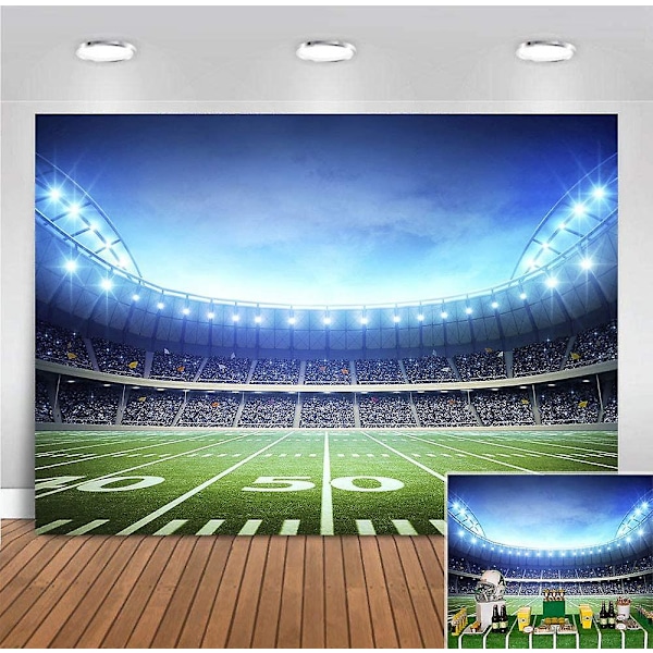 Fotbollsplan Bakgrund Fototapet Baby Shower Tillbehör Vinyl 7x5ft Sportfält Super Bowl Barnkalas Dekoration Dessert