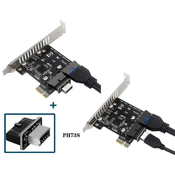 PCI-E USB 3.0 Utvidelseskort Adapter 2-ports USB3.0 Hub Intern 19/20-pins Header