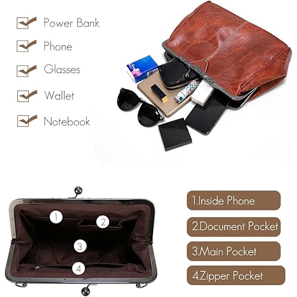 Dame Håndtasker Elegante Skuldertasker Crossbody Tasker Clutch Håndtasker Vandtæt PU Læder til Shopping Rejser Kontor Business Messenger Tasker