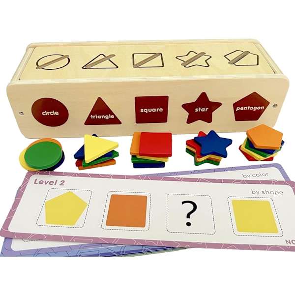 Montessori Leksak Träsorteringslåda för Bebisar och Småbarn 1+ År (Sorteringslåda) (BB0329)