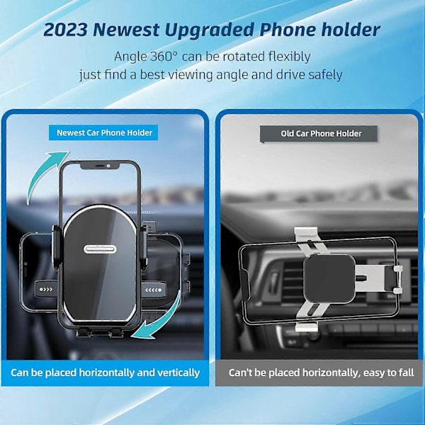 Biltelefonholder Montering - 2023 Opgraderet Krog Telefonholder til Bil, Håndfri Universal Luftventil Mobiltelefonholder Bil til Apple iPhone 14/13/12/11 Pro M