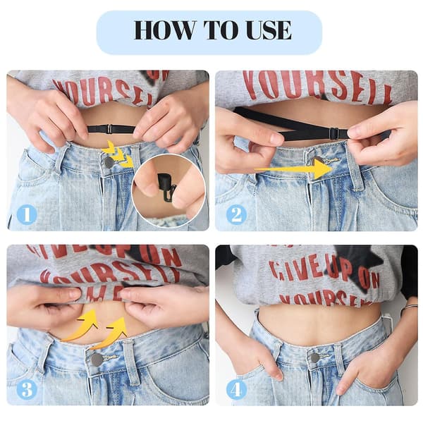 4 stk Usynlige Stretch-Belter for Kvinner, Usynlig Elastisk Webbelte for Menn, Stretch-Belte med Flat Spenne for Jeans og Bukser