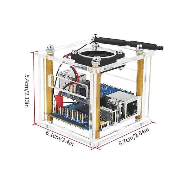 Cover Case til OrangePi Zero3 - Akryl Transparent Case & Køleplade & Blæser