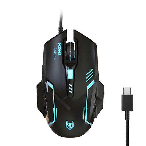 USB-C-hiiri säädettävällä herkkyydellä 3600DPI, taustavalaistu Windows-tietokoneille TypeC