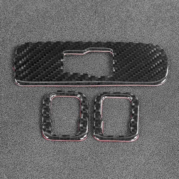 3 stk Vindusbryterpanel Deksel Trim Dekor Karbonfiber Passer for S60/V60LHD