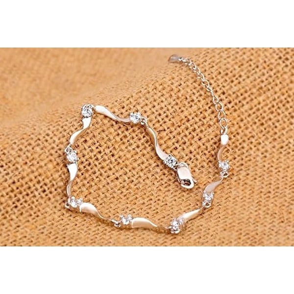 925 Sterling Sølv Armbånd med Glitrende Hvit Cubic Zirkonia for Kvinner og Jenter - AD4-