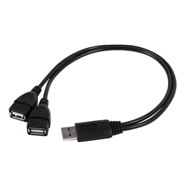 USB 2.0 A-uros naar 2 kaksois-USB-naaras Y-jakaja Hub virtajohtoadapterikaapeli