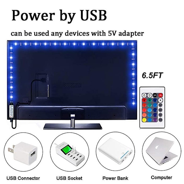 LED TV Lysstrimler / Lysring / LED Lysstrimler - RGB Multifarvet