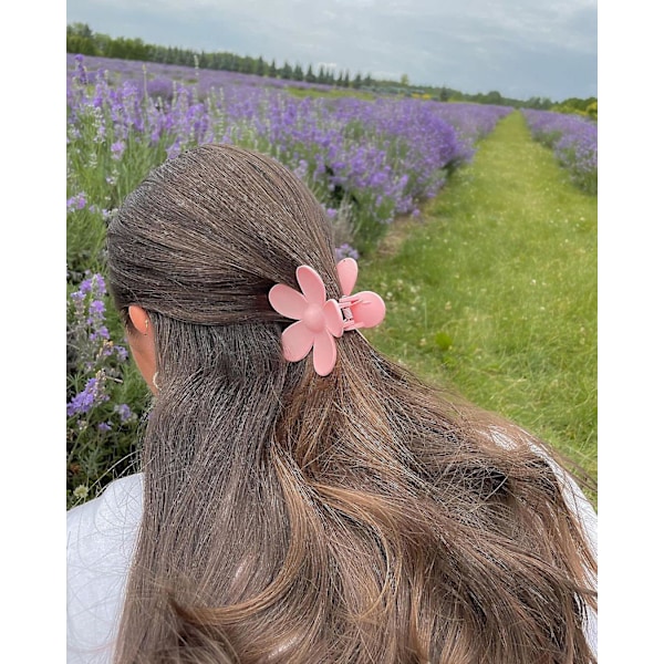 Katea 6 stk Store Hårklyper Matte Blomster Hårklyper Sklisikre Søte Hårklyper Barrettes Plast Kjeve Klemmer For Tynt Tykt Hår Hår Akryl Tilbehør