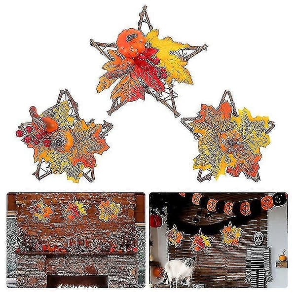 3 stk Halloween-krans for Halloween-dekorasjoner