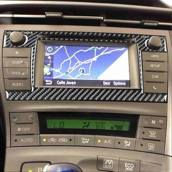 Dekorpanel i karbonfiber for navigasjonsdisplay, blank overflate, passer for Prius 2012-2015