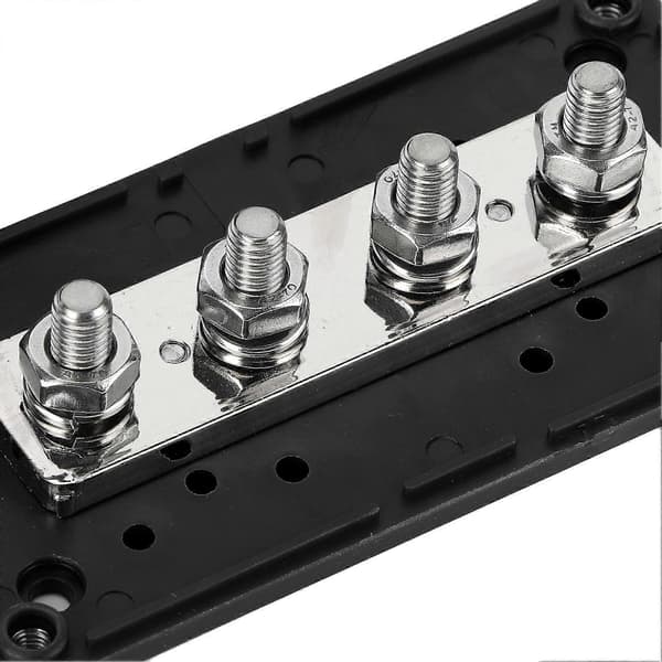 300A Bus Bar Strømsfordelingsboks 48V DC 4 Studs Universal til Bil Skib Båd RV Sort