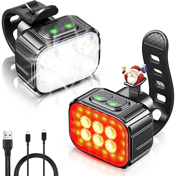 Polkupyörän valosarja, USB ladattava vedenpitävä IP65 LED-polkupyöränvalo