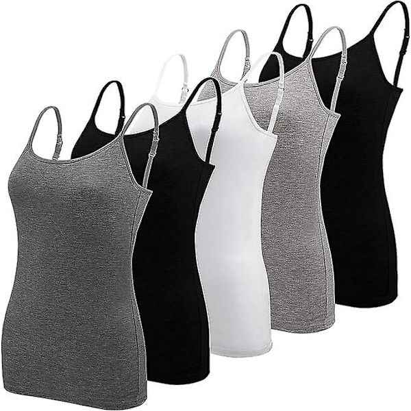 5 stk Basic Camisole Justerbar Camisole Spaghettistropp Tanktopp for Kvinner og Jenter (stor