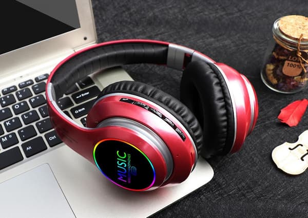 Vikbart LED-trådlöst headset Bluetooth Sportkort Trådlöst Spelheadset