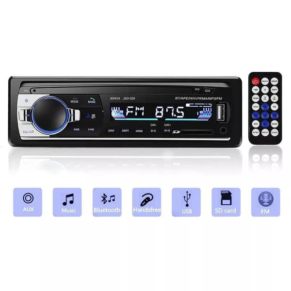 JSD520 Ny model på lager: Single-DIN bil Bluetooth MP3-afspiller med FM-radio, USB/SD-kortunderstøttelse og Bluetooth-forbindelse.