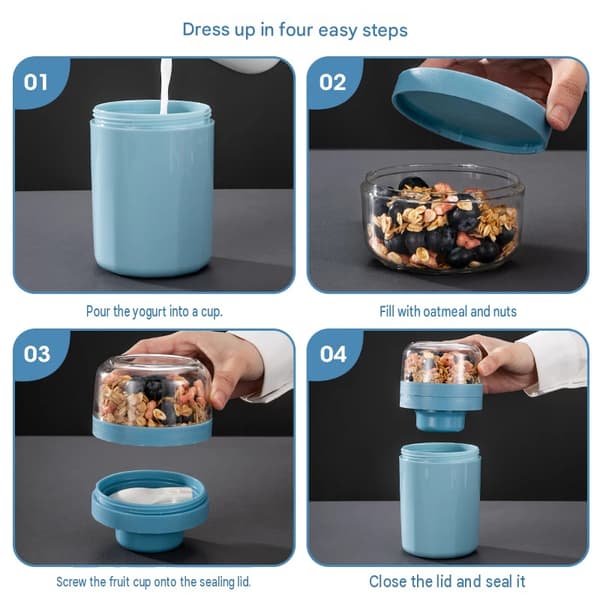Bærbar kopp for studenter og barn: Egnet for frokost, melk, yoghurt eller salater (forseglet plastkopp)