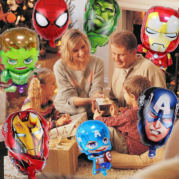 7 stk Superheltballonger ZHULIA-Avengers Superhelt Tema Folieballonger for Barnefødselsdagsfestforsyninger Dekor, Perfekt Fest