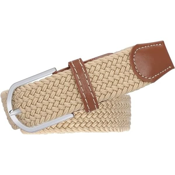 1 Khaki elastisk flettet belte, moderne elastisk flette