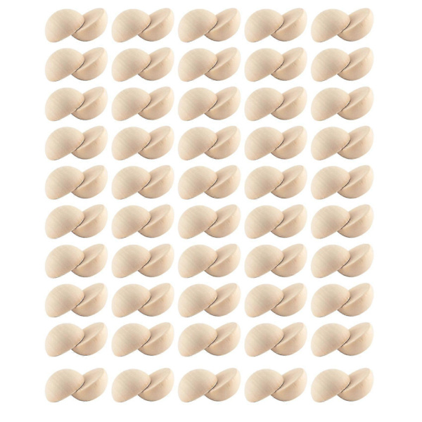 100 stk. 20 mm Halve Træperler, Ubehandlede Split Naturlige Runde Trækugler Løse Perler til DIY Håndværk Jul