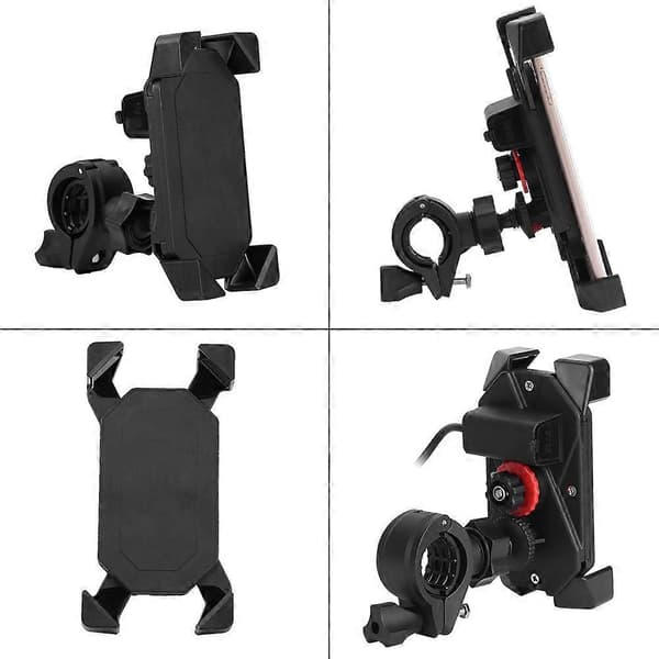 Bærbar 360 Justerbar Motorcykel Styretelefon GPS Montering Holder USB Oplader Universal